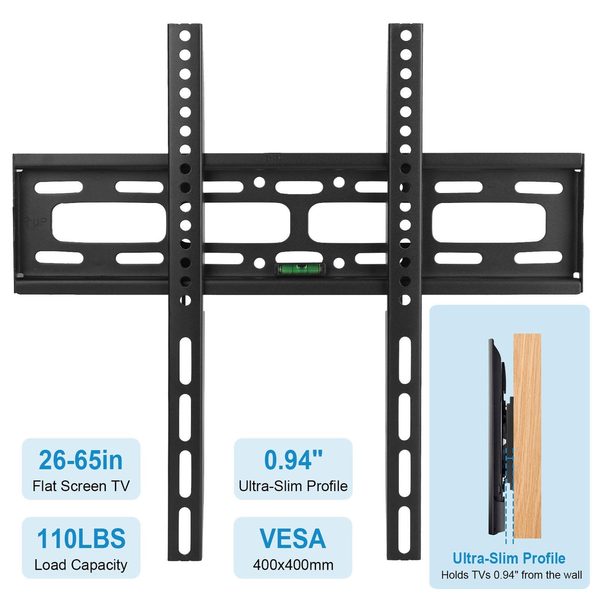 TV Wall Mount Bracket for 26-65in LED/LCD/PLASMA Flat TV VESA 400x400mm