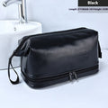 PU Men's British Style Double Layer Toiletry Bag
