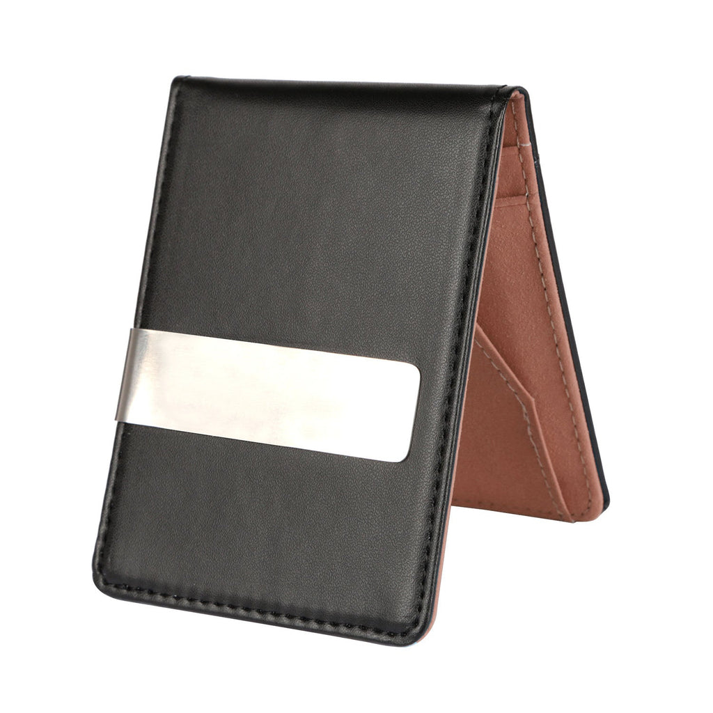 Unisex PU Leather Wallet RFID Blocking Slim Bifold Credit Card Holder with Money Clip