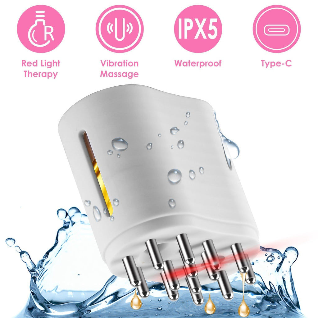 2 IN 1 Electric Scalp Massager And Hair Oil Applicator For Essential Oil Hair Growth Treatment Type-C Rechargeable IPX5 Waterproof Red Light Therapy V