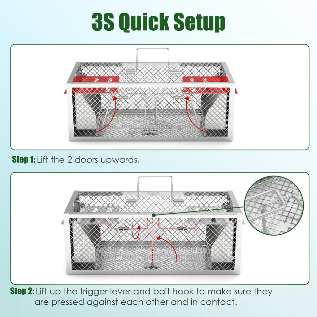 2-Pack Humane Rat & Mouse Traps – Automatic Live Cage, Reusable
