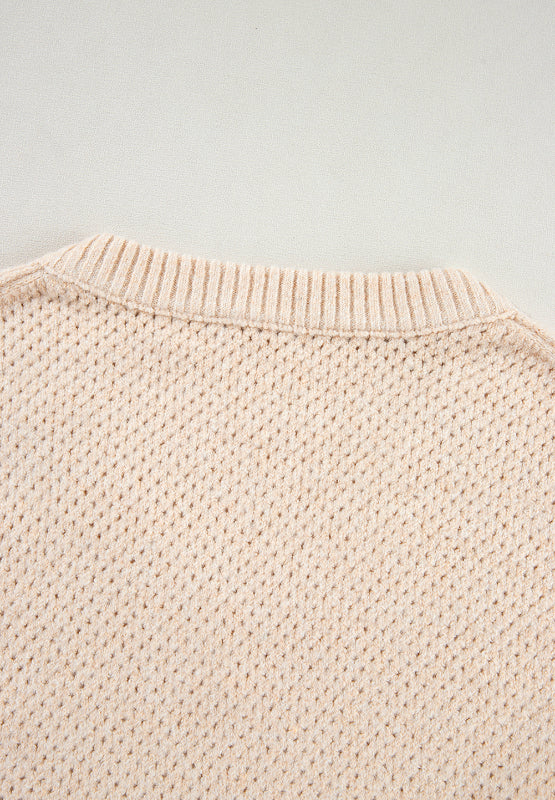 V-Neck Dropped Shoulder Long Sleeve Sweater