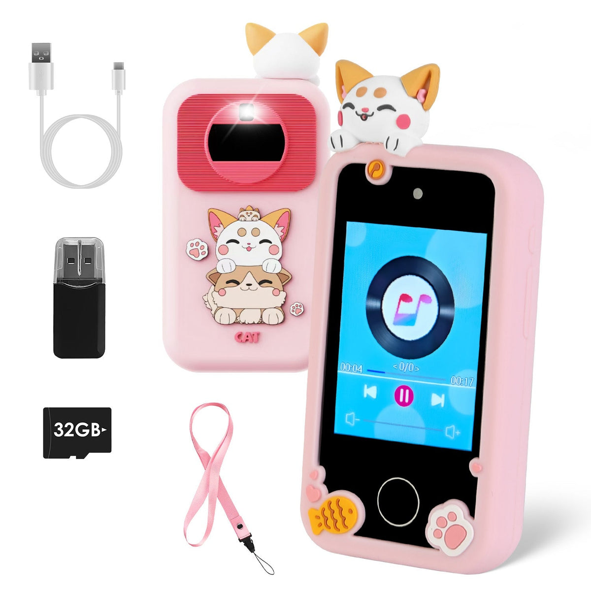 Kids Toy Smartphone Dual Camera Phone Touchscreen Learning Toy with Shockproof Cartoon Case Torch 16 Games ABC Learning for Boys Girls Aged 3+
