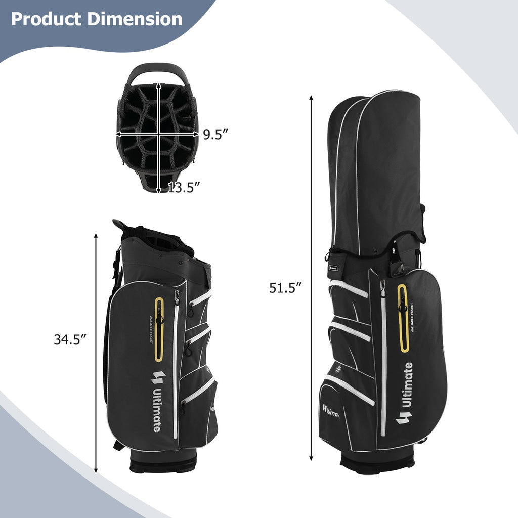 9.5 Inch Lightweight Golf Cart Bag with 15 Way Top Dividers