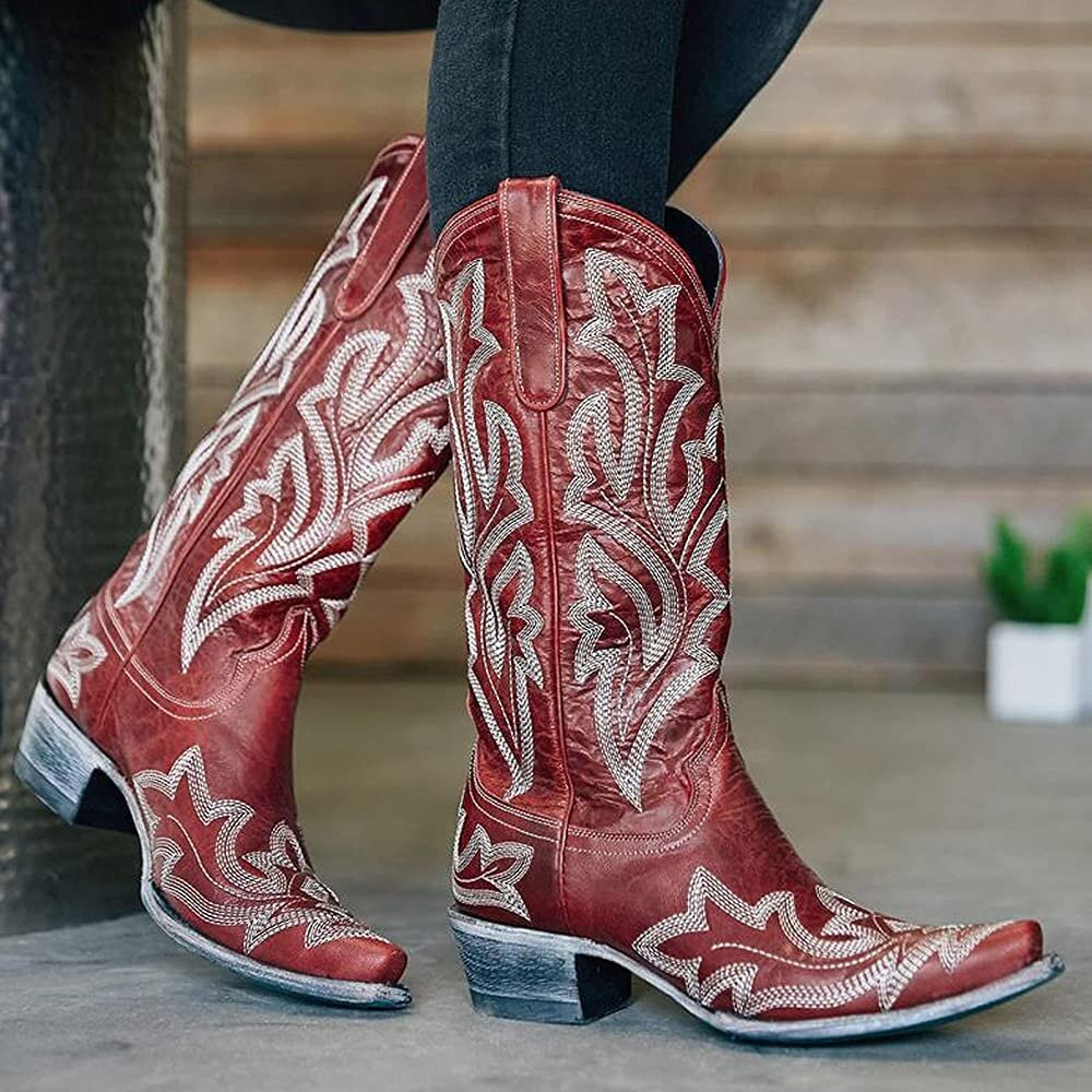 Plus Size Embroidered Long Rider Boots