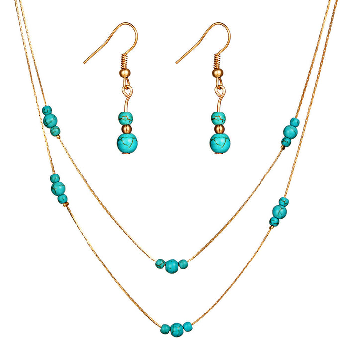 Vintage Bohemian Natural Turquoise Stone Jewelry Set