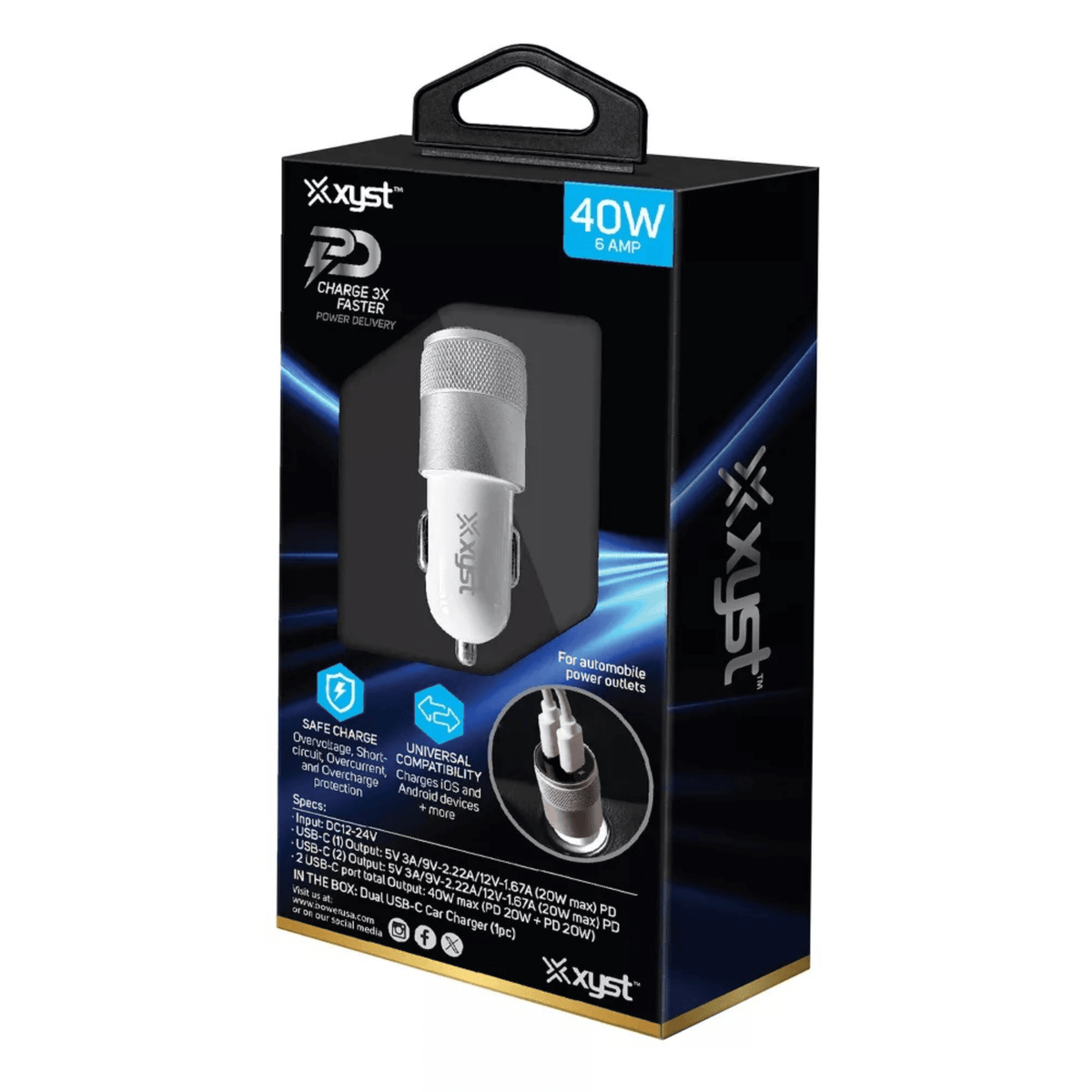 Xyst 40-Watt Dual USB-C Car Charger