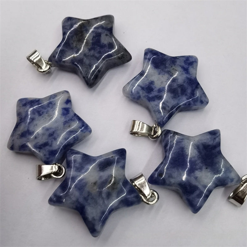 Natural Stone Crystal Agate Star Pendant