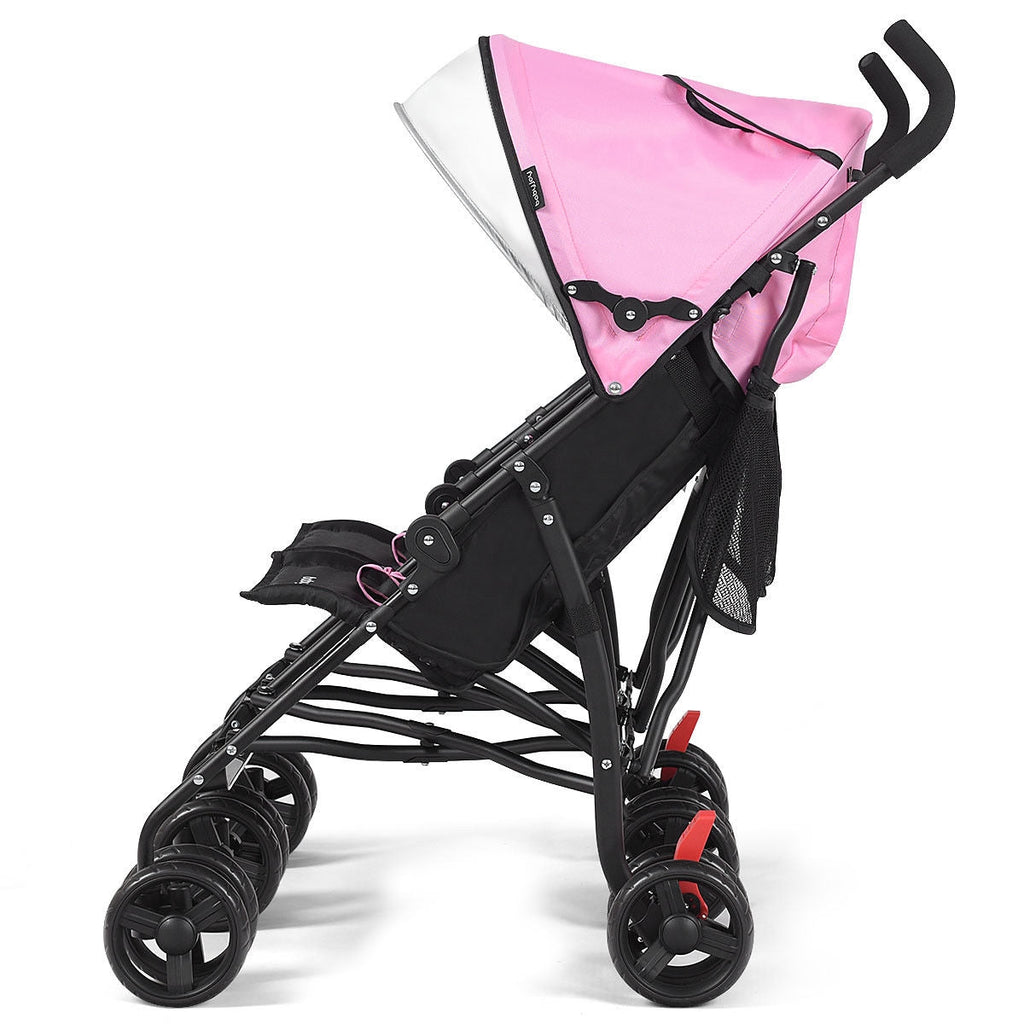Foldable Twin Baby Double Stroller Ultralight Umbrella Kids Stroller-Pink