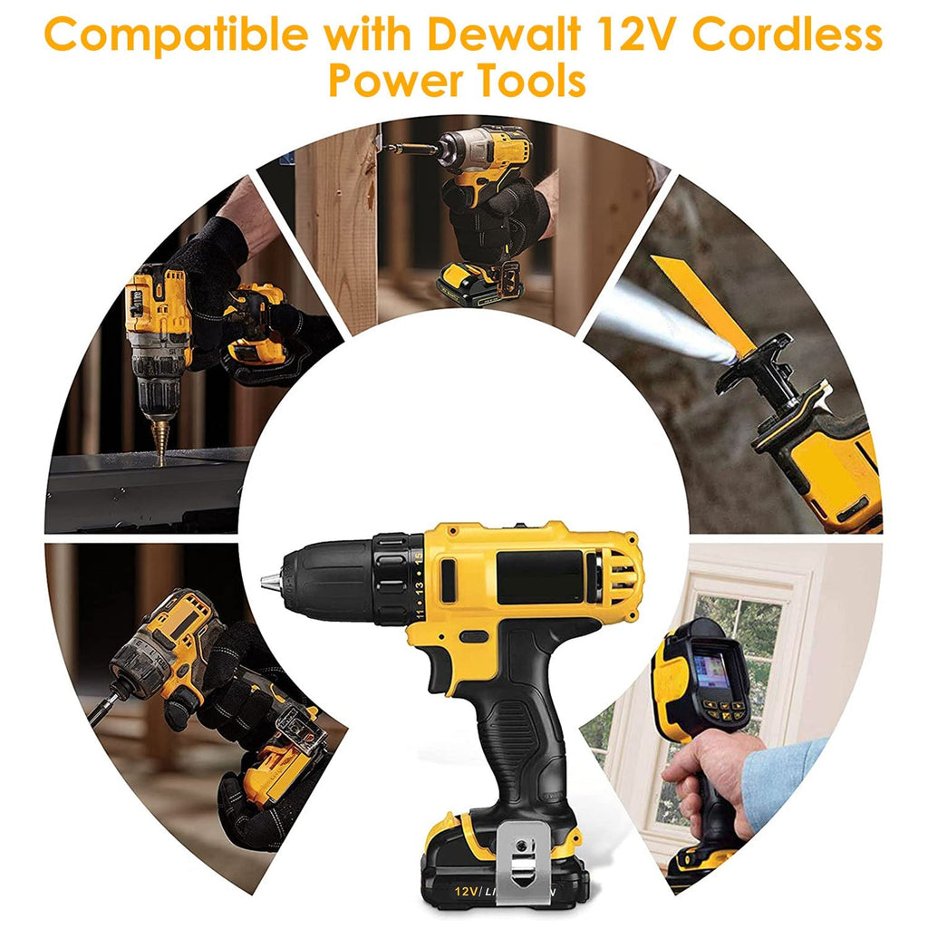 2 Packs 12V Li-ion Power Tool Battery Replacement Compatible with Dewalt DCB123 DCB127 DCB122 DCB124 DCB121 DCB120 DCB125