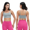 Women Strap Sport Bras Padded StrappyÊCrop Square Neck Low Impact Bras SexyÊFitnessÊTank Tops with Removable Pads Flat Straps for Gym Yoga Workout Run