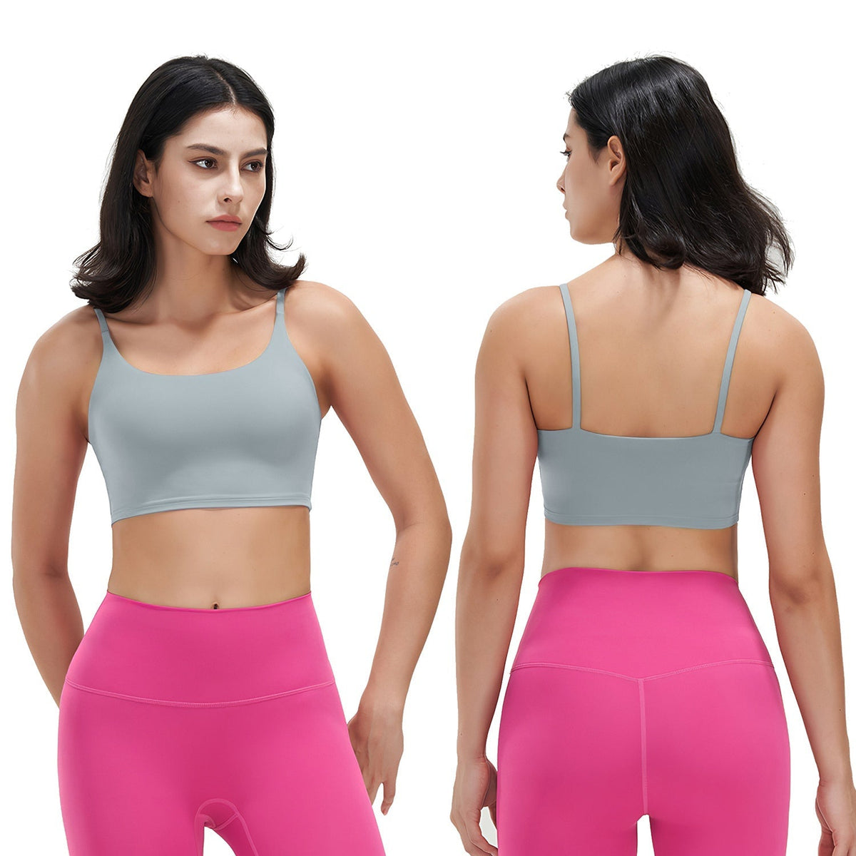 Women Strap Sport Bras Padded StrappyÊCrop Square Neck Low Impact Bras SexyÊFitnessÊTank Tops with Removable Pads Flat Straps for Gym Yoga Workout Run