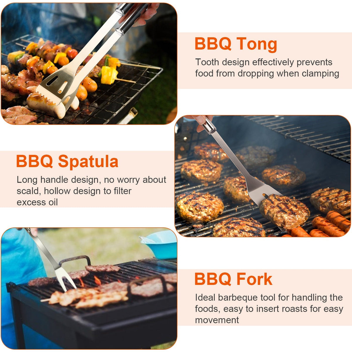 20-Piece Stainless Steel BBQ Grill Tool Set with Carry Case