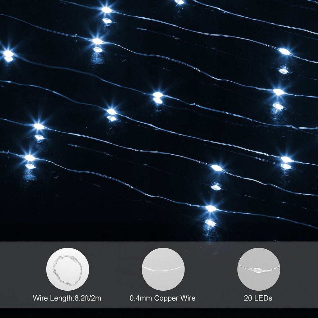 6 Pack LED String Lights 6.56ft 20 LEDs Decor Light Battery Starry Fairy Lights Copper for DIY Costume Party Wedding Festival