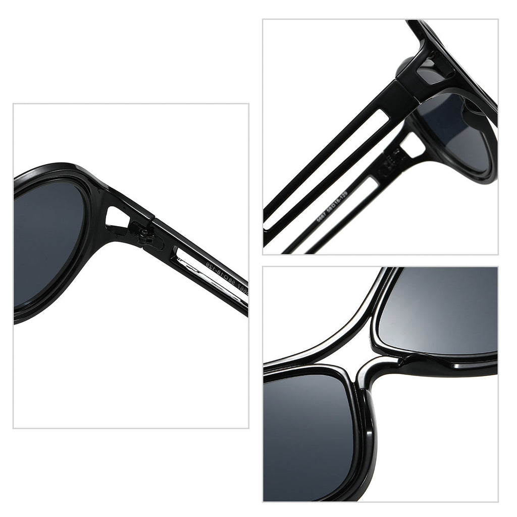 New European and American Sunglasses for Women UV400 Fashion Double Beam Round Frame Personalized PC Hollow Sunscreen Sunglasses