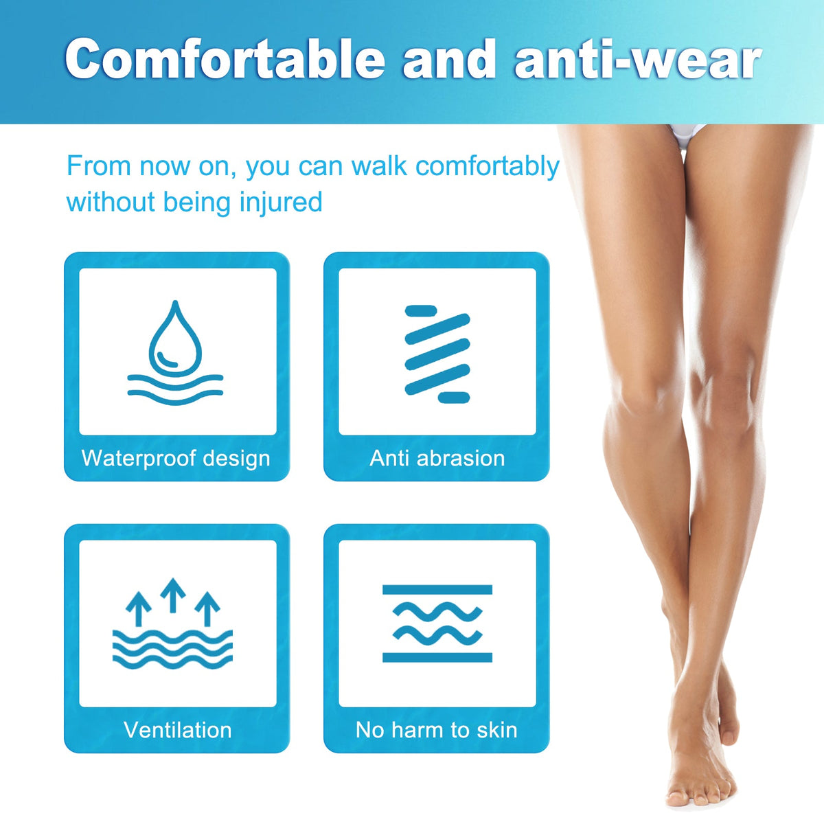 Thigh Anti-Wear Pads, Anti-Friction Invisible Thigh High Elastic Leg Protector Knee Calf Casual Pads
