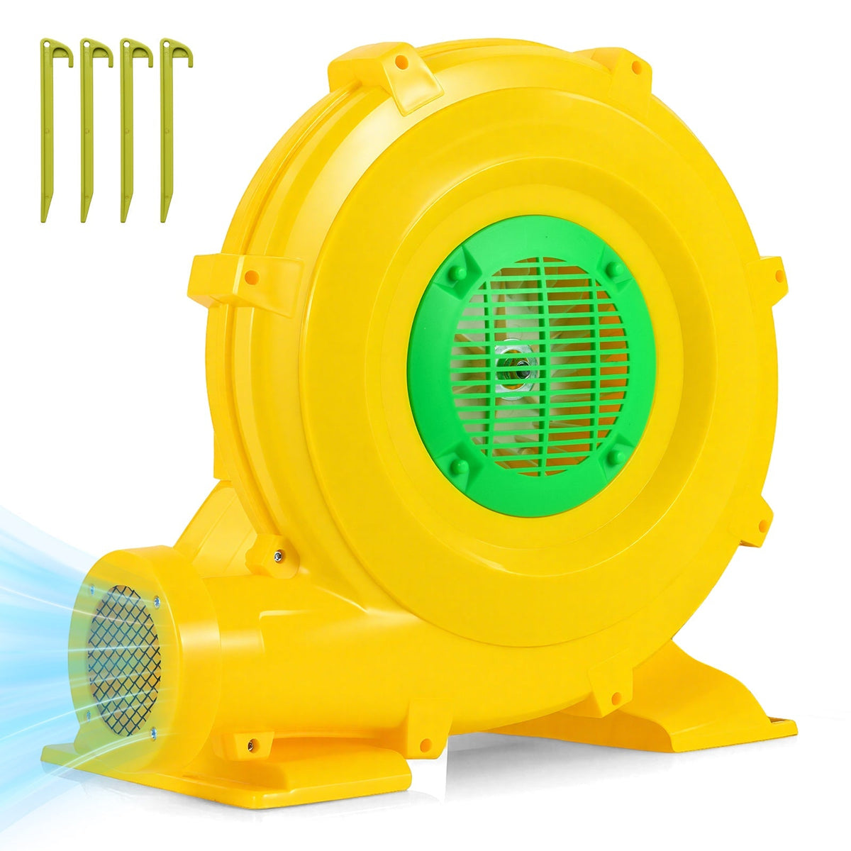 980W Bounce House Blower 1.31 HP Portable Air Pump Fan with Handle and Ground Stakes