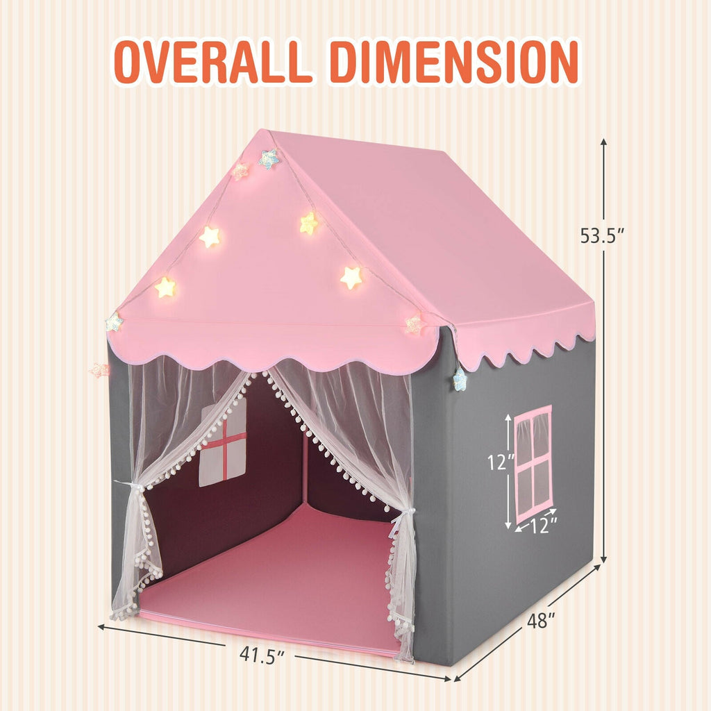 Kids Playhouse Tent with Star Light and Mat-Pink