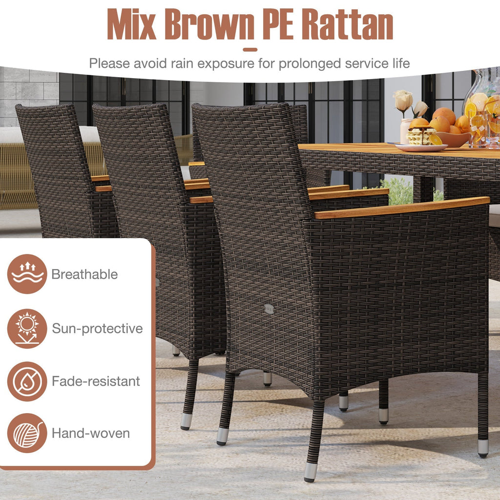 9 Piece Outdoor Dining Set with Acacia Wood Table Top