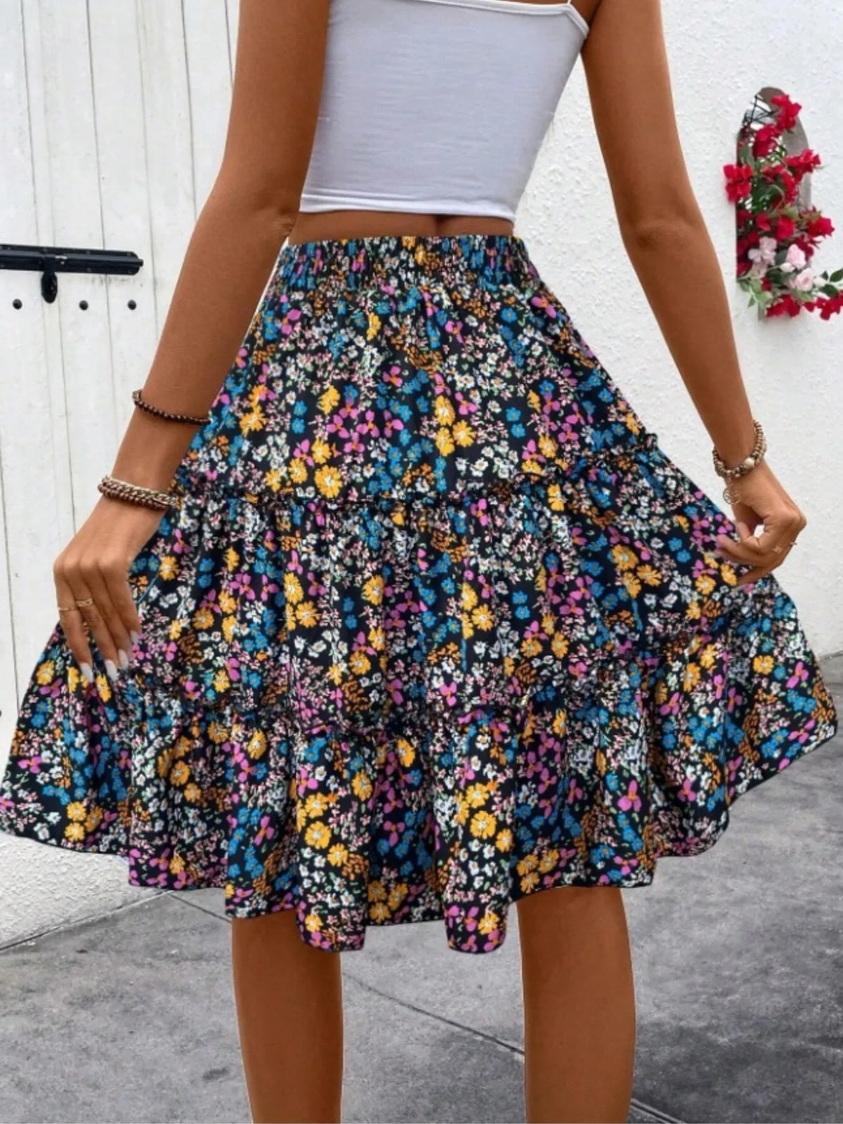 Floral Print Midi Skirt