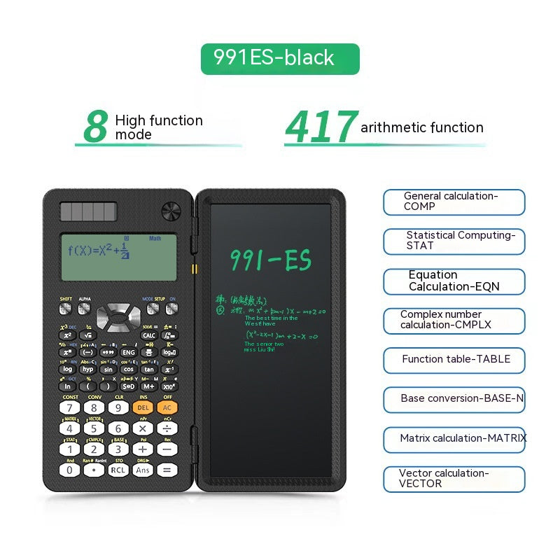 Foldable 2-in-1 Scientific Calculator and Handwriting Tablet