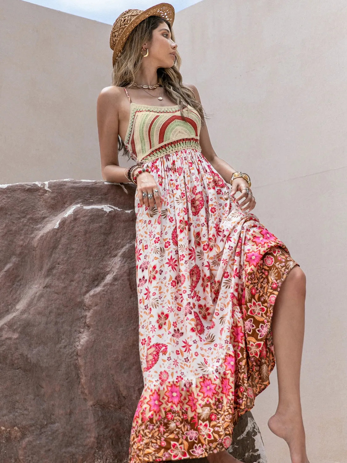 Printed Scoop Neck Cami Dress