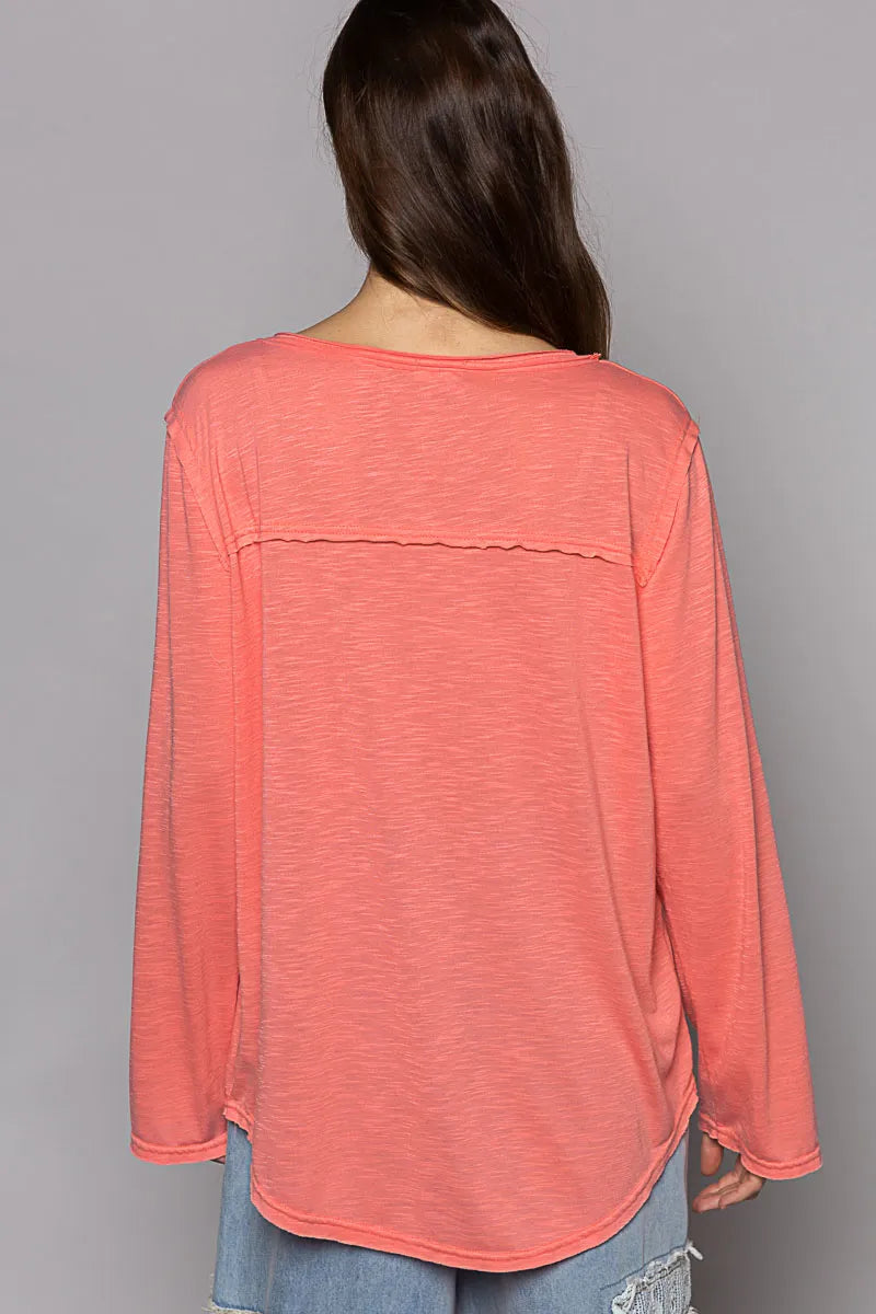 POL Chest Pocket Long Sleeve T-Shirt
