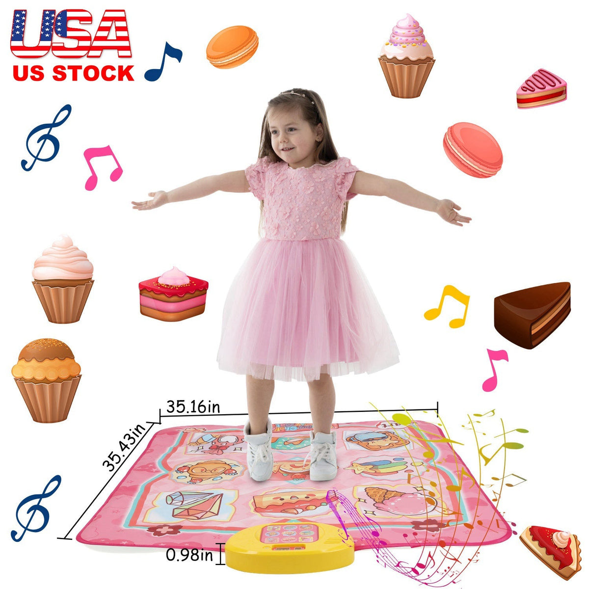 Cake Dance Mat for Kids Electronic Music Dance Pad with 6 Modes Built-in Music Adjustable Volume Optimal Gift for Boys Girls Aged 3+ Years Old
