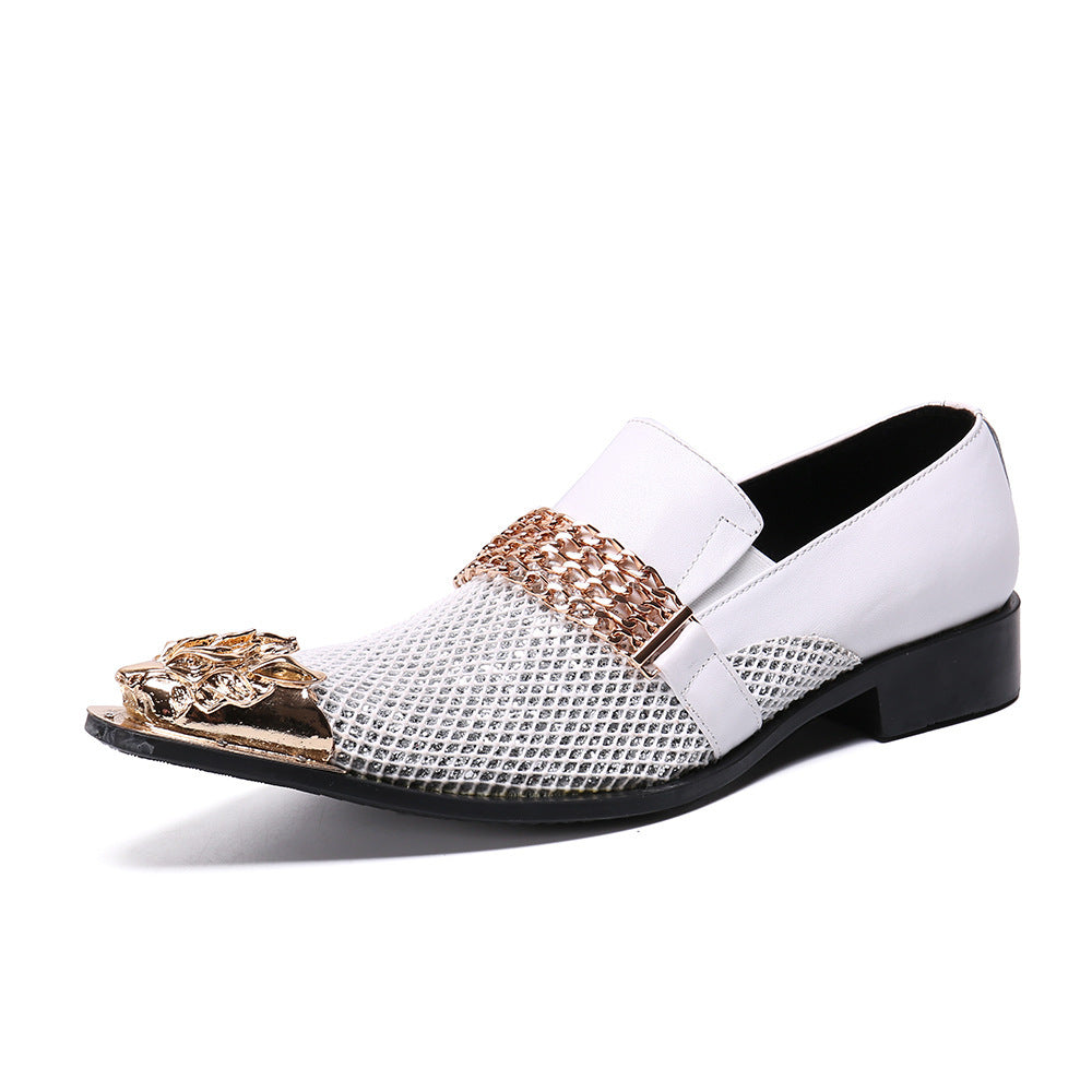 British Pointed Inner Height Increasing Leather Shoes