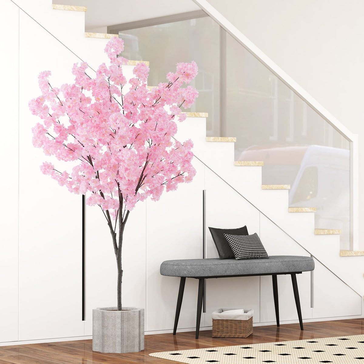 6.5 FT Tall Artificial Cherry Blossom Tree with 900 Pink Flowers