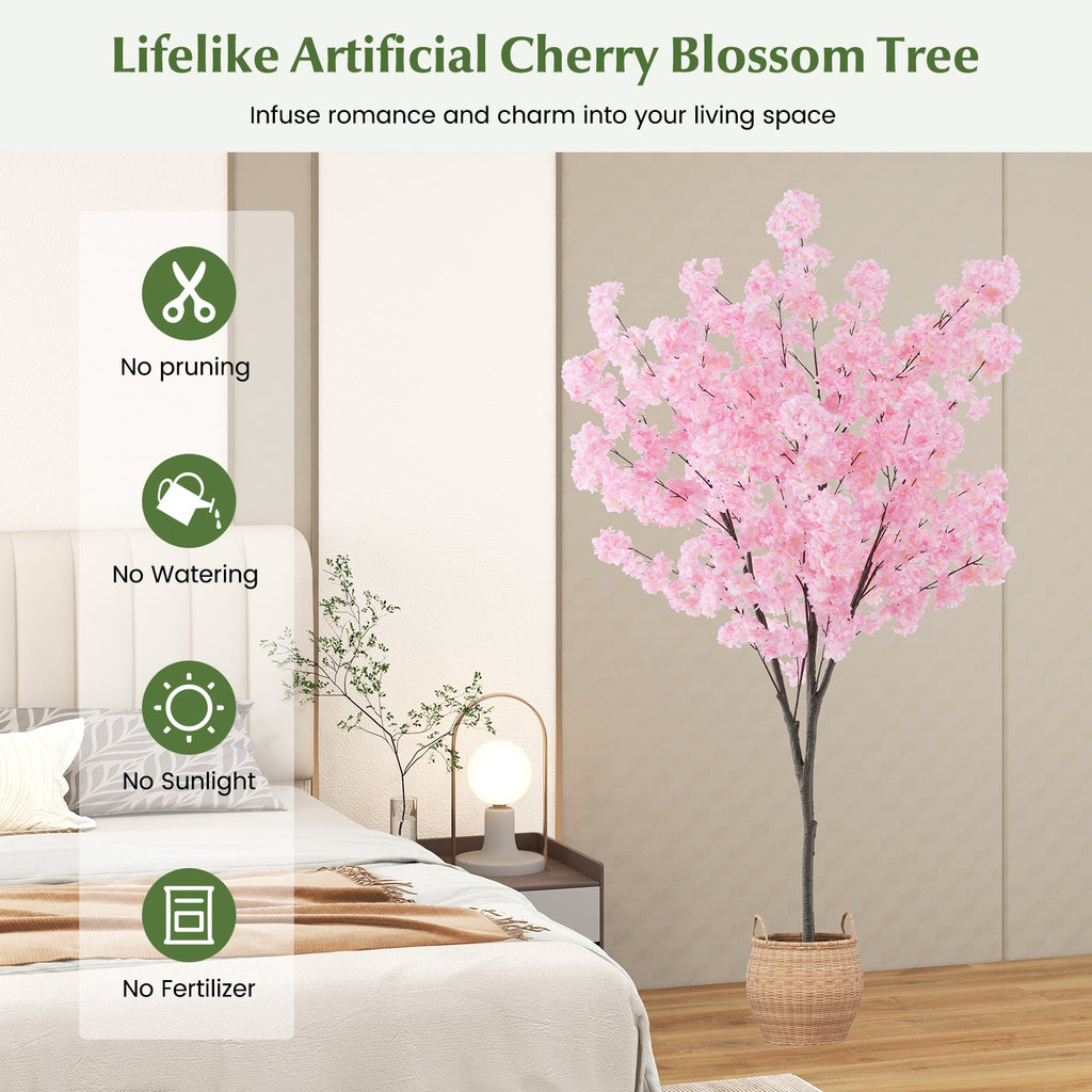 6.5 FT Tall Artificial Cherry Blossom Tree with 900 Pink Flowers