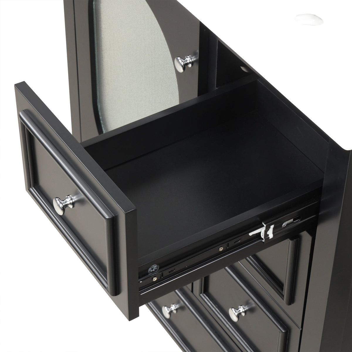 30" Bathroom Vanity with Sink, Bathroom Vanity Cabinet with Three Drawers and Door, Solid Wood and MDF, Black