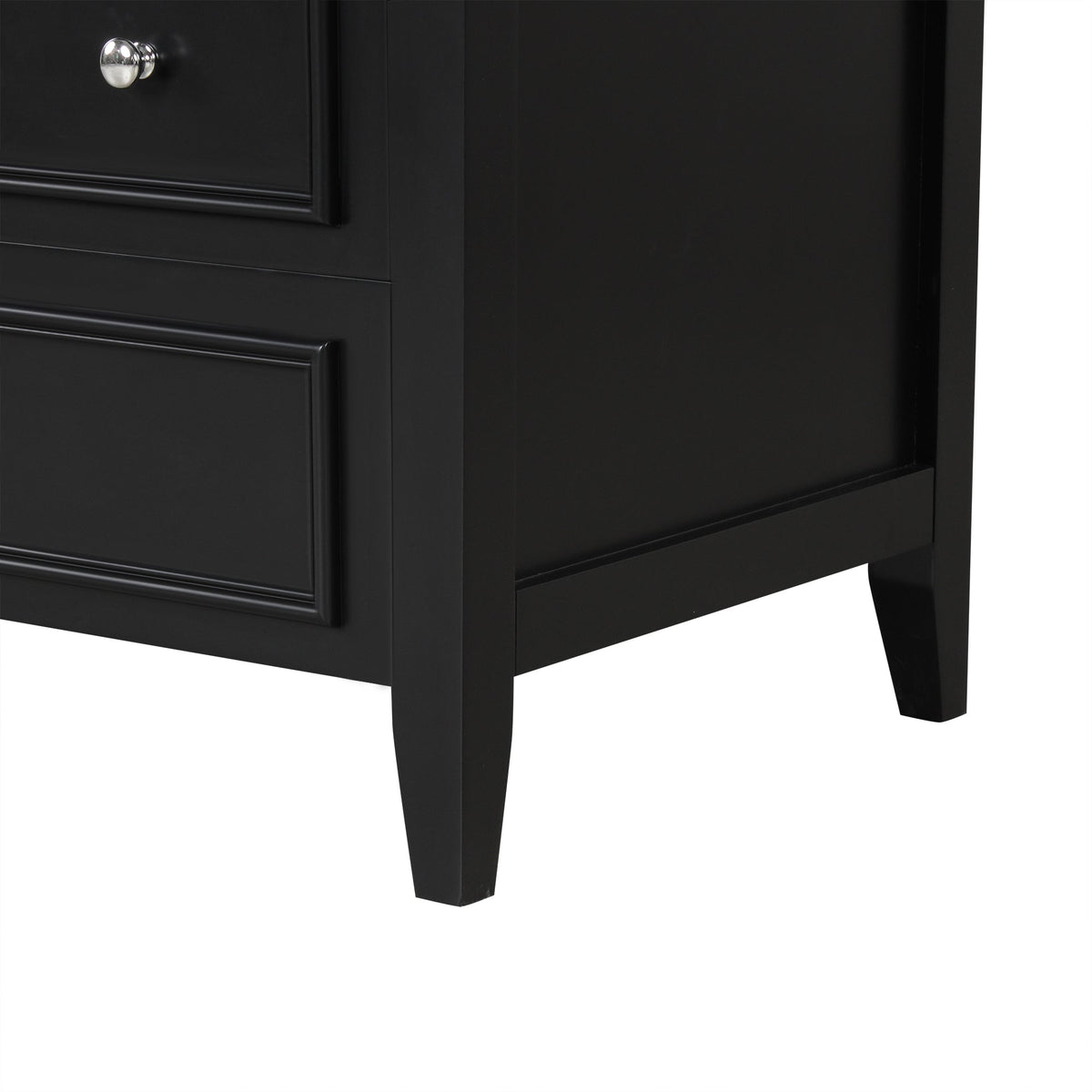 30" Bathroom Vanity with Sink, Bathroom Vanity Cabinet with Three Drawers and Door, Solid Wood and MDF, Black