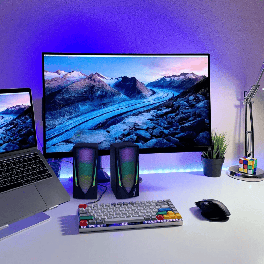 beFree Sound Dual 2.0 Computer Gaming Speakers with LED RGB Lights