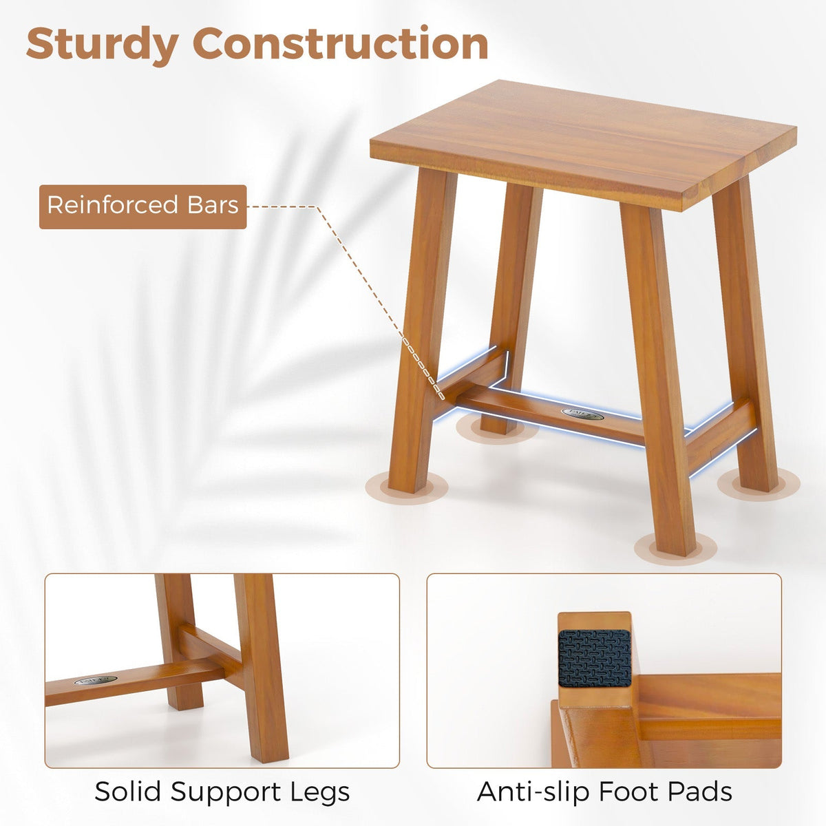 Bathroom Shower Stool Teak Shower Bench for Shaving Legs and Spa Bath