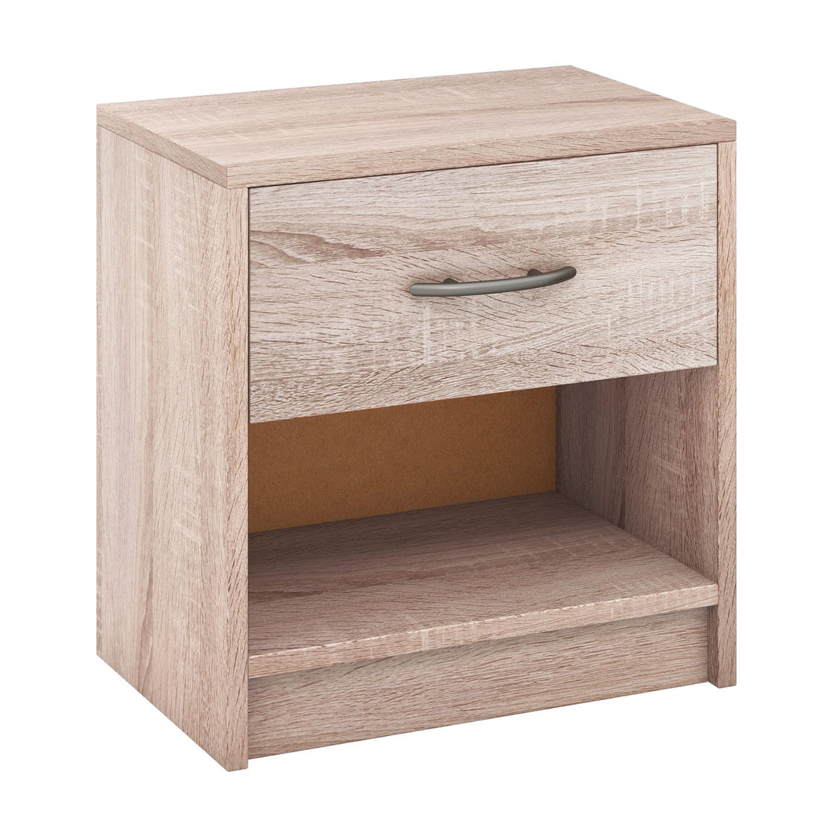 Bedside Table Nightstand with Drawer and Open Storage Shelf