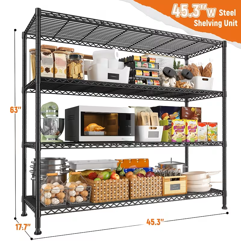 3/4/5/6/7/8 Tier Storage Shelves-Adjustable Wire Shelving Rack-Multi Sizes