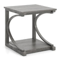 C-shaped 24 Inch 2 Tier Square End Table Sofa Side Table-Grey