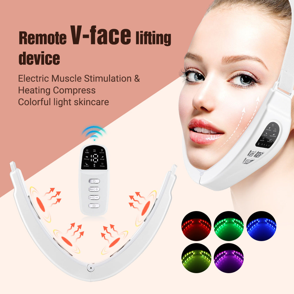 EMS Color Light Facial Slimming Device Microcurrent Facial Beauty Device Massage Hot compress V face