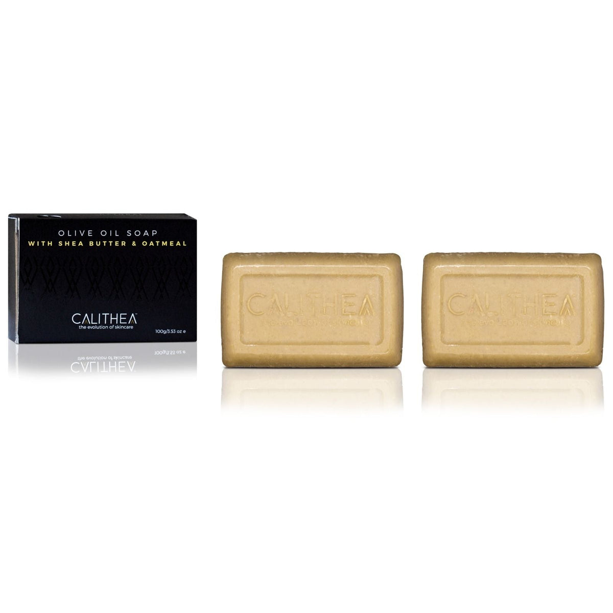 Olive Oil Soap with Shea Butter & Oatmeal: 100% Natural Content - 100g - 2-Pack