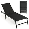Chaise Lounge Chair Set of 2 Foldable Patio Lounge Chairs-Black