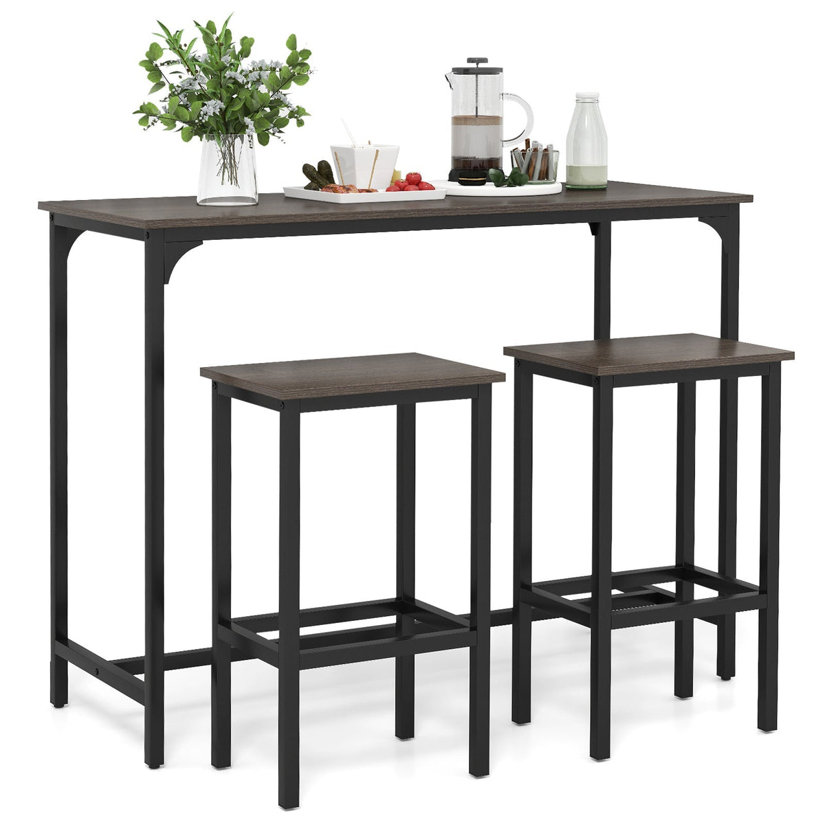 Industrial 3-Piece 47.5" Counter-Height Dining Table and 2 Bar Stools