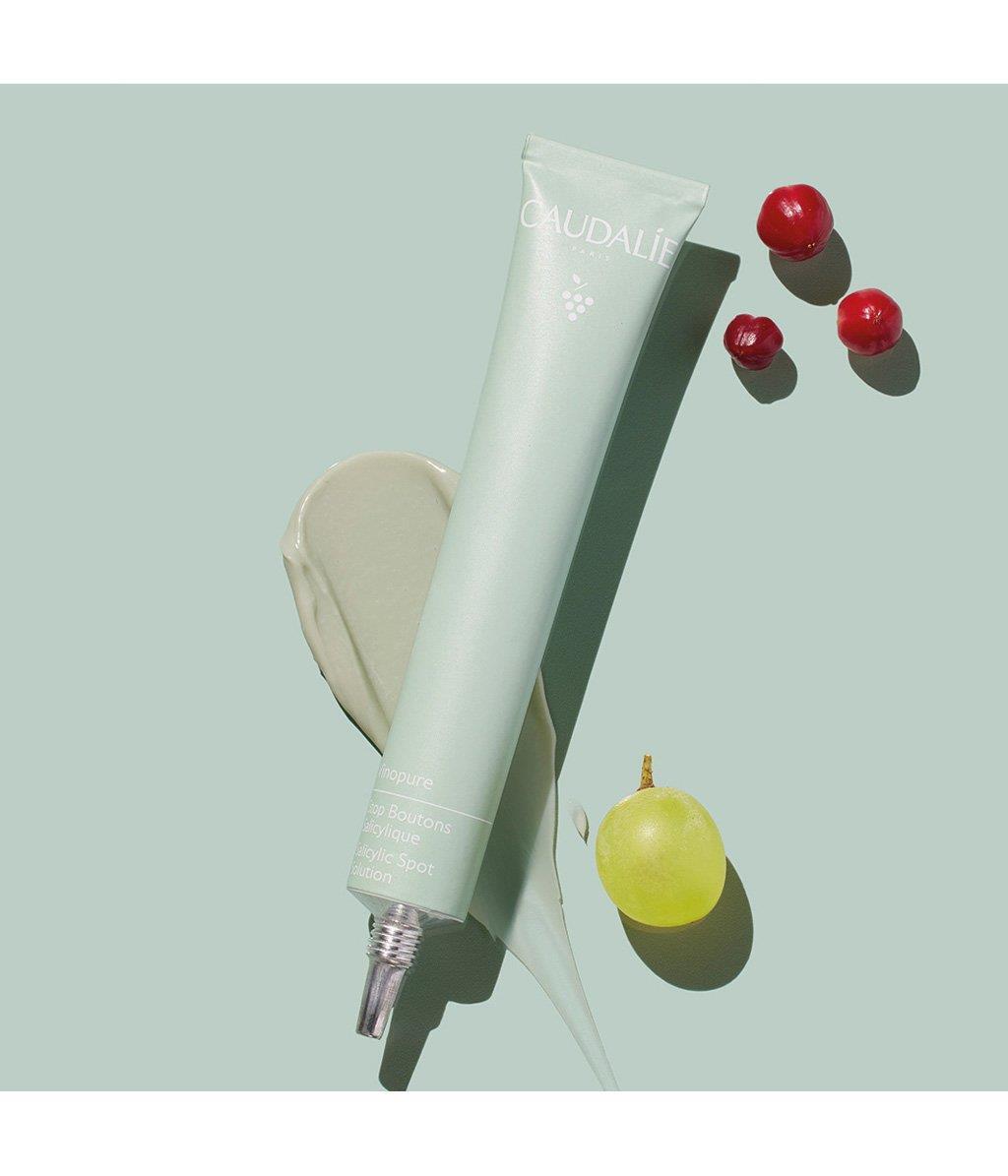 Caudalie Vinopure Stop Boutons Acne Treatment Cream - Natural Skincare with Salicylic Acid & Niasinamid - 0.51 fl oz