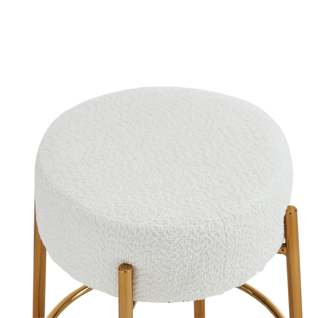 24 inch high circular bar stool, set of two - modern cushioned dining stool - including sturdy hardware support legs