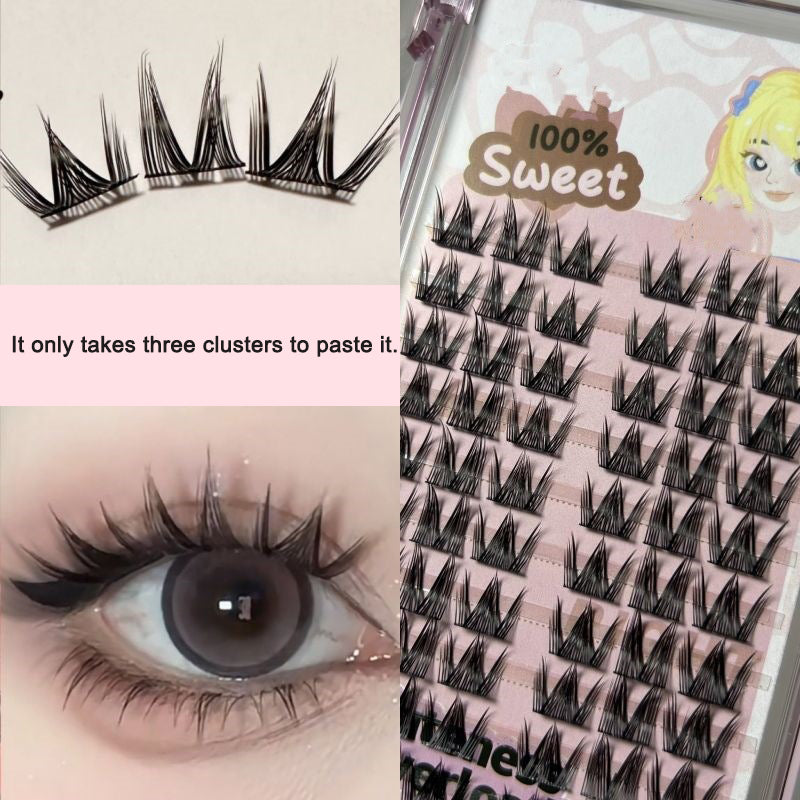 Sunflower Comics Pure Desire Eyelash Simulation Natural Thickening Large Segmented Trilogy False Eyelash Laziness