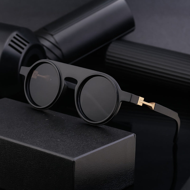 New European and American fashion round frame sunglasses for men, personalized and high-end sunglasses for men