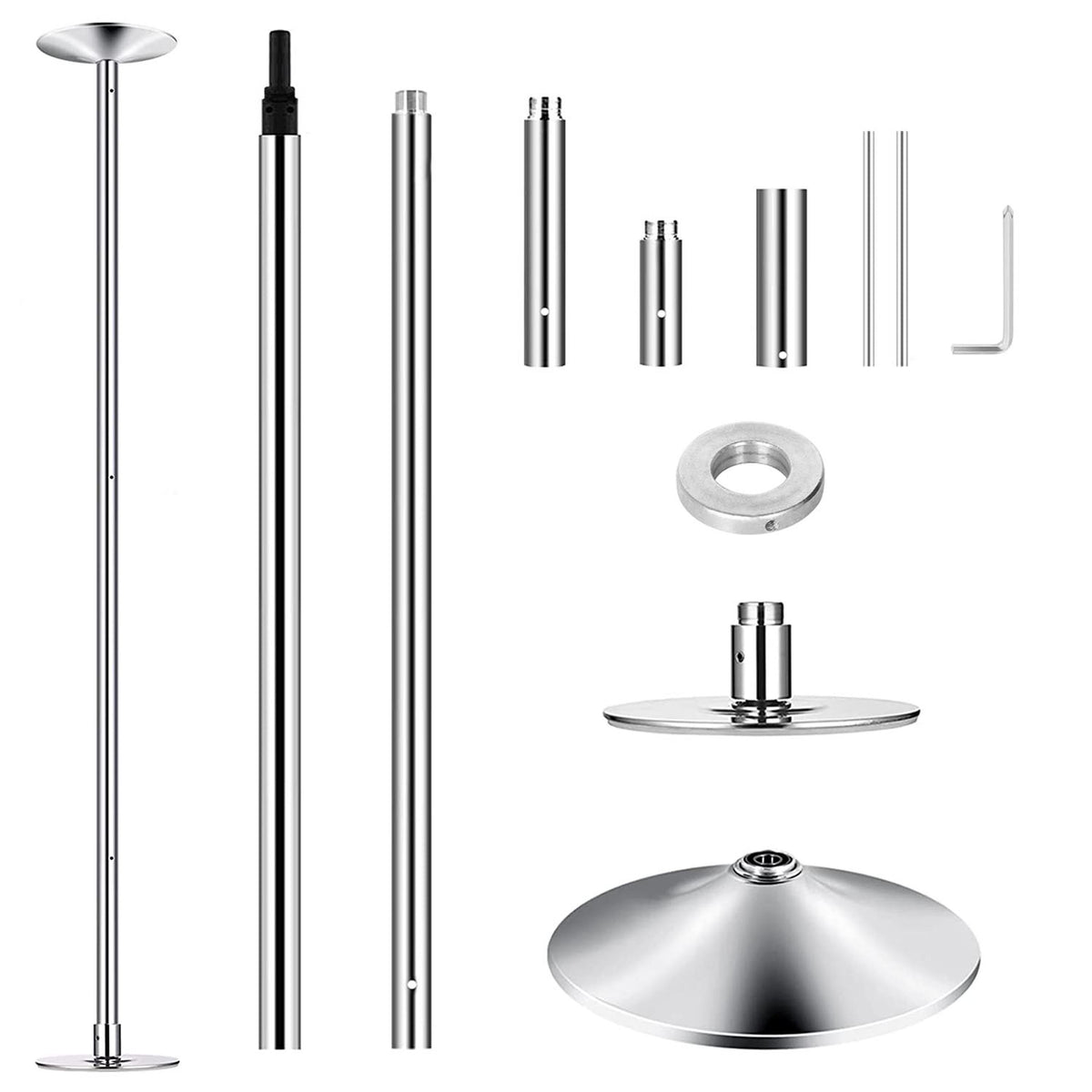 Stripper Dance Pole 45mm Spinning Static Dancing Pole with 88-108.1in Adjustable Height 551LBS Weight Capacity for Fitness Exercise Party Home Club Gy