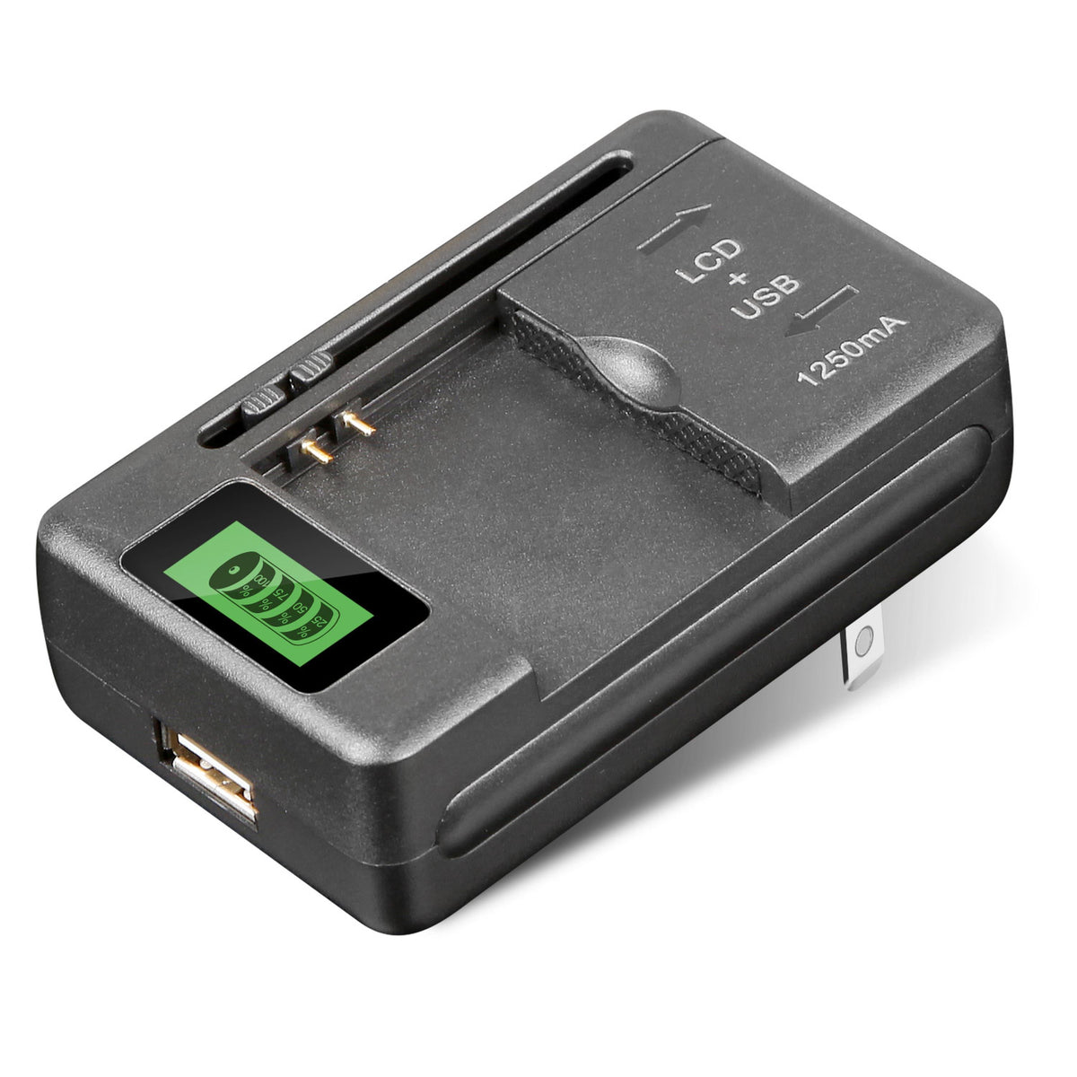Mobile Universal Battery Charger LCD Indicator for Cell Phones Camera and USB Out