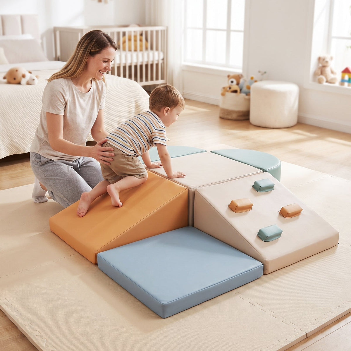 6-Piece Foam Climbing Blocks with Hook and Loop Fasteners