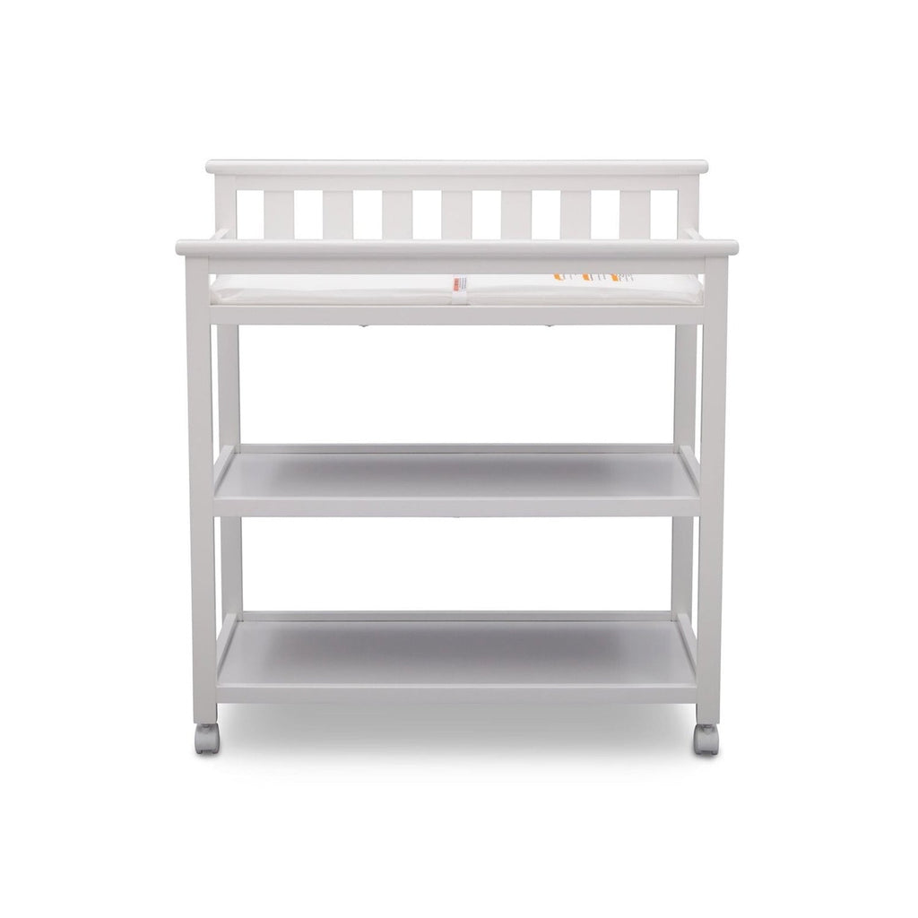 Modern White Baby's First 2 Shelf Changing Table with Wheels